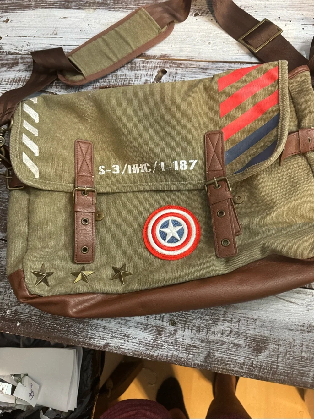 Captain America Vintage Military Canvas Messenger Bag
